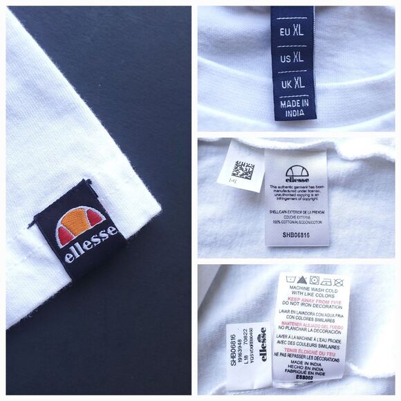 Ellesse T Shirt Size XL Surf or Die Graphic Print White Skeleton Shark Cotton - Picture 6 of 11